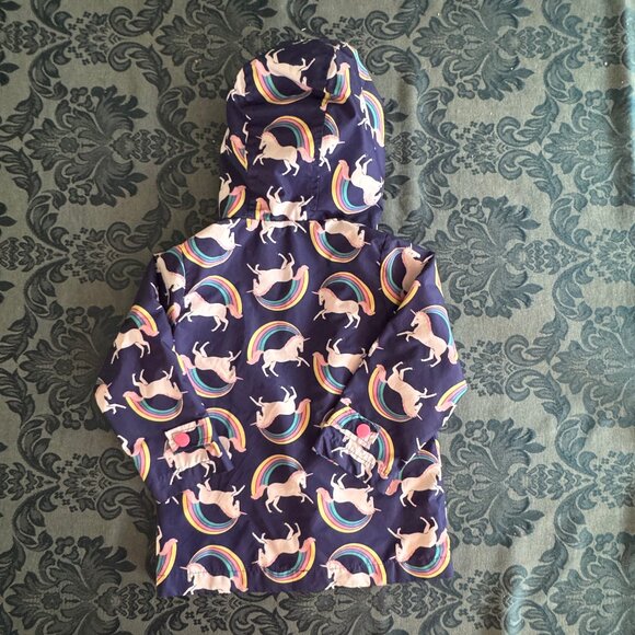 Carter’s Hooded Rainslicker Unicorns & Rainbows - 2T - Navy w/pink lining - Picture 2 of 9
